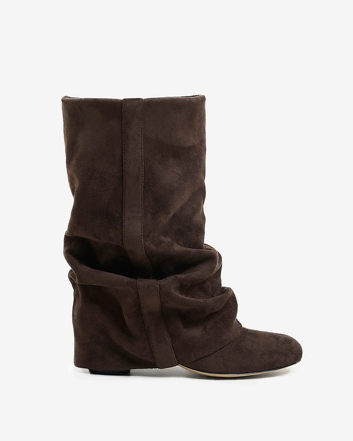 Knee-High Boots Slouchy Rounded Toe Dark Chocolate