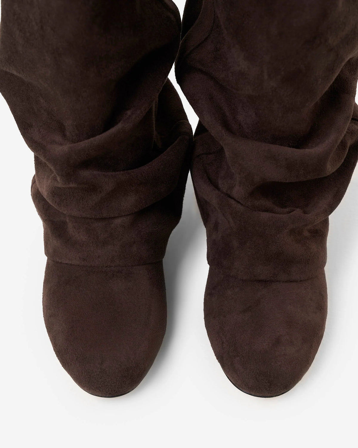 Knee-High Boots Slouchy Rounded Toe Dark Chocolate