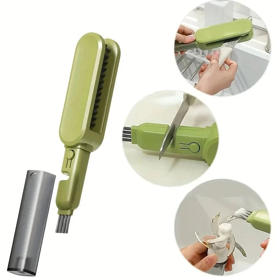 Knife Cleaning Brush Double-Sided Nylon Bristles Magnetic Guide