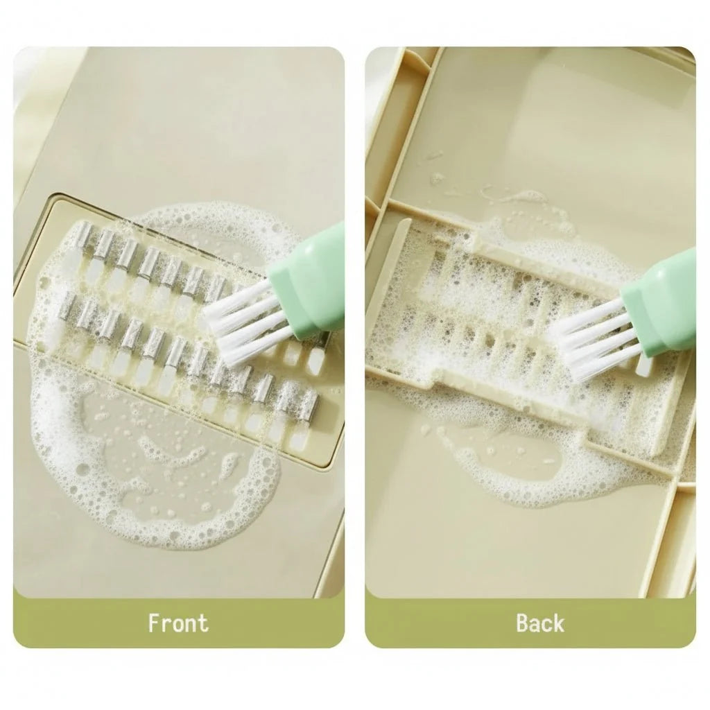 Knife Cleaning Brush Double-Sided Nylon Bristles Magnetic Guide