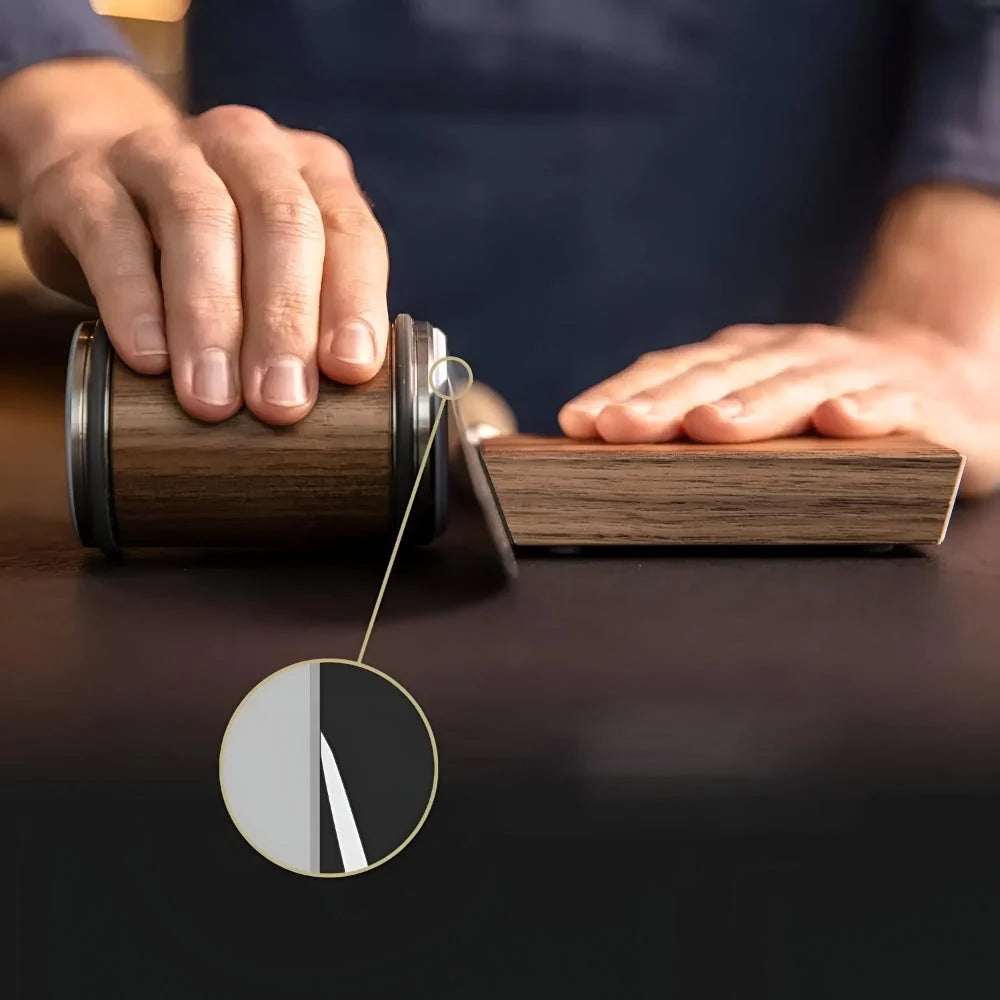Knife Sharpener Magnetic Angle Guide & Rolling Wheel