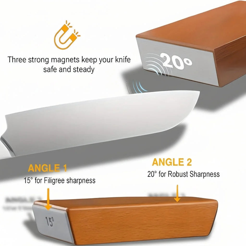 Knife Sharpening Set Magnetic Angle Guide & Diamond Stones