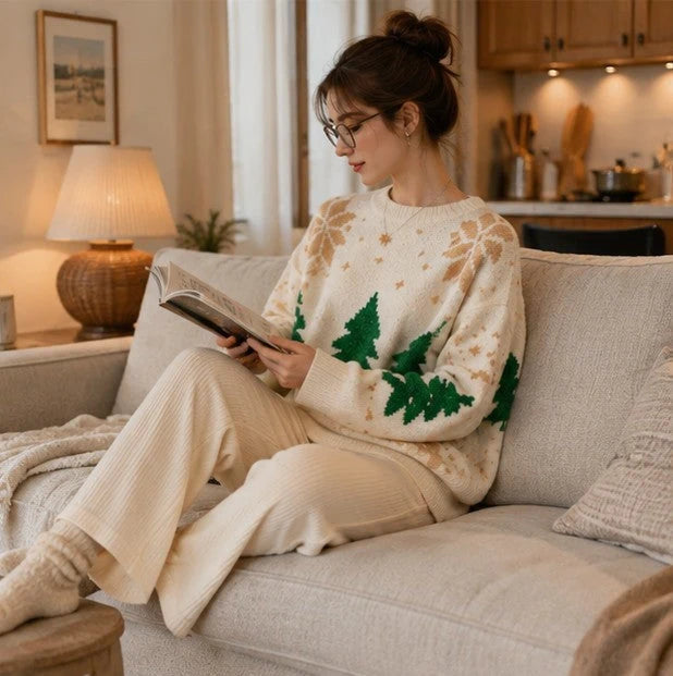 Knit Sweater Snowflake Pattern Soft No-Itch