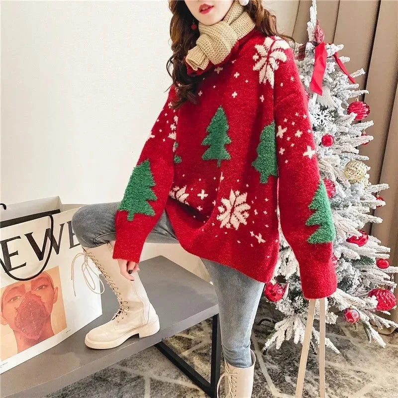 Knit Sweater Snowflake Pattern Soft No-Itch
