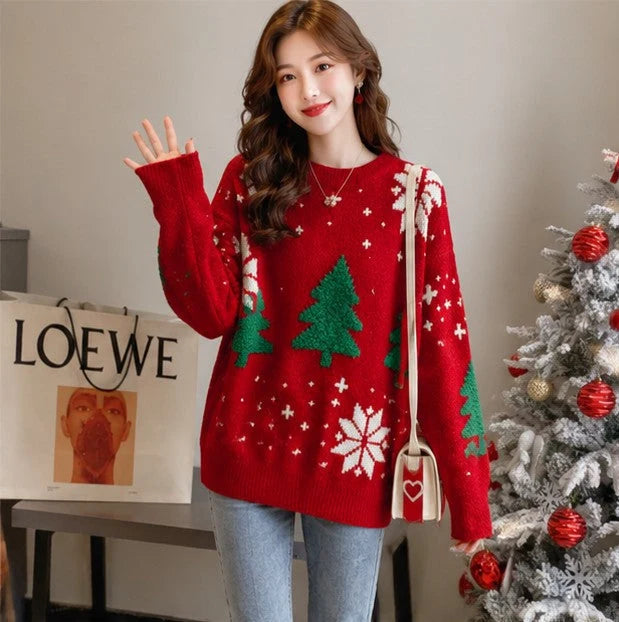 Knit Sweater Snowflake Pattern Soft No-Itch