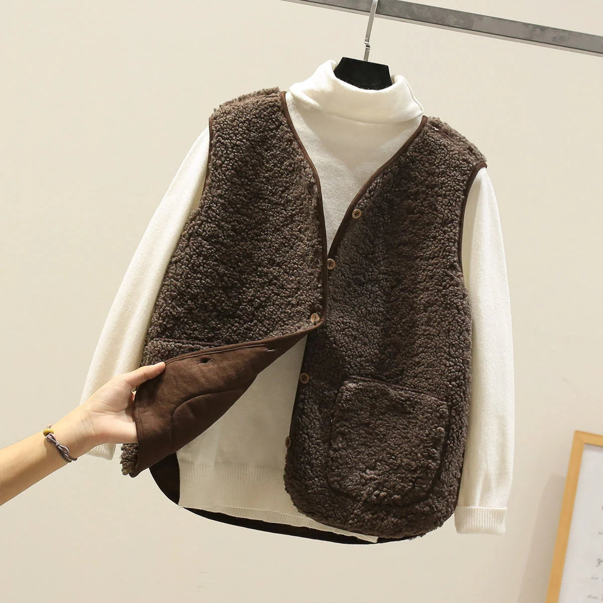 Knit Vest Lambswool Breathable Fine Knit