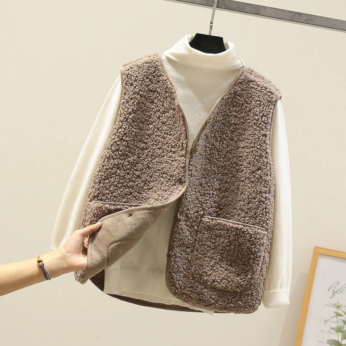 Knit Vest Lambswool Breathable Fine Knit