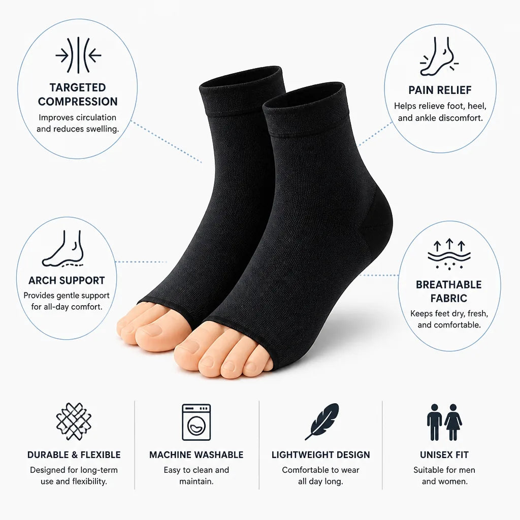 Kompressionsknöchelsocken mit abgestufter Kompression und Fußgewölbestütze