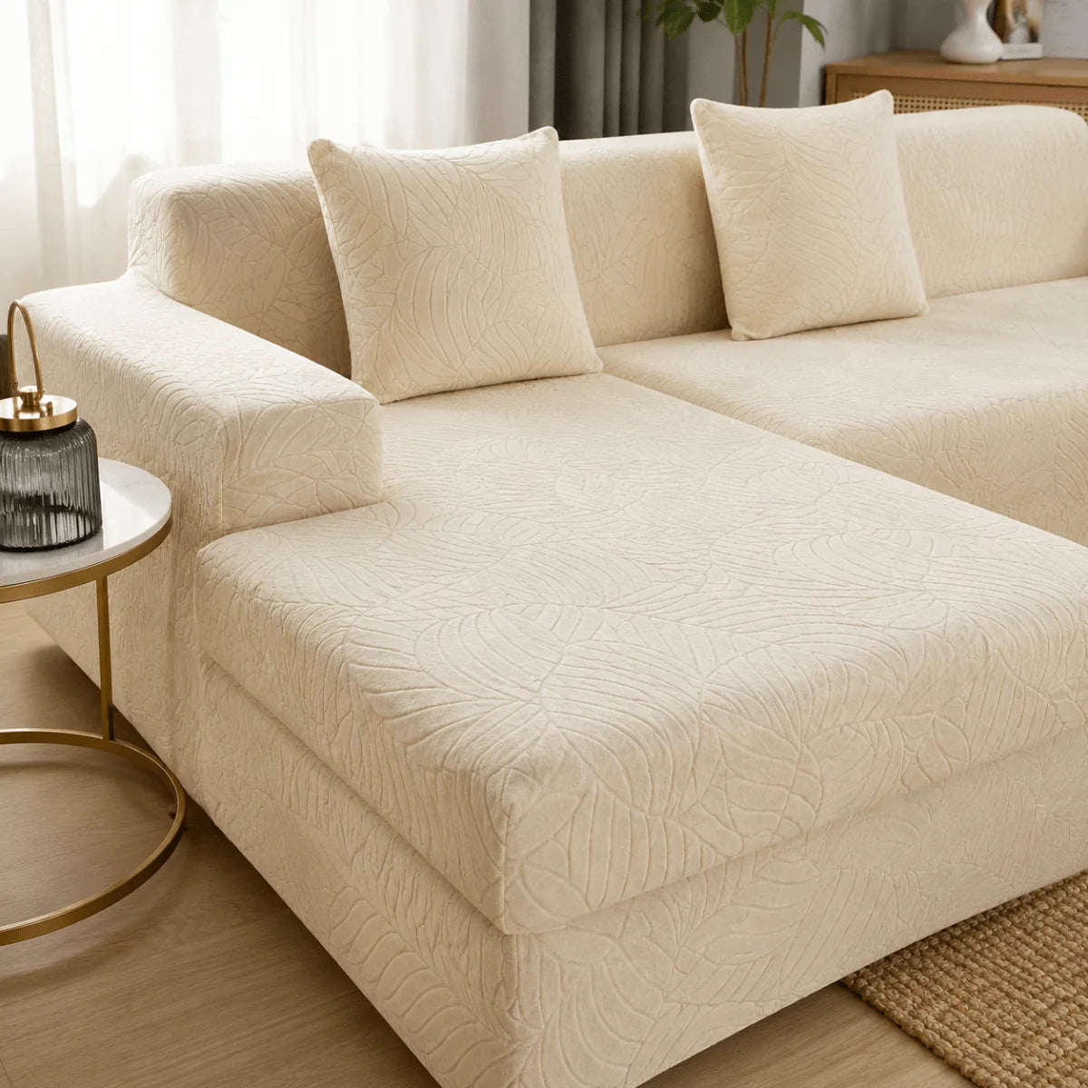 L-Shaped Sofa Cover Polyester Machine Washable Upholstery Protection