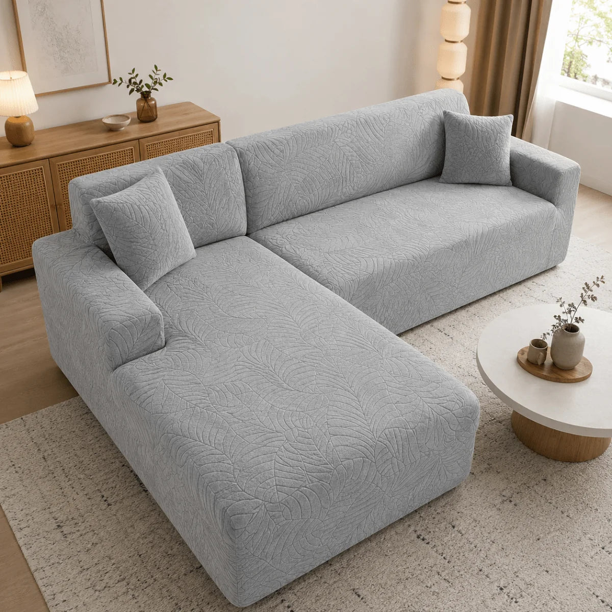 L-Shaped Sofa Cover Polyester Machine Washable Upholstery Protection