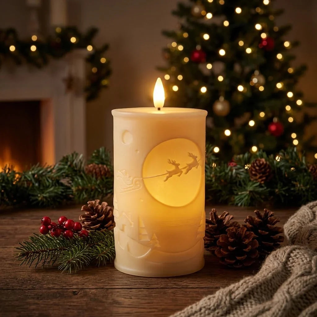 LED Candle Wax-Effect Flicker Battery-Operated Adjustable Timer