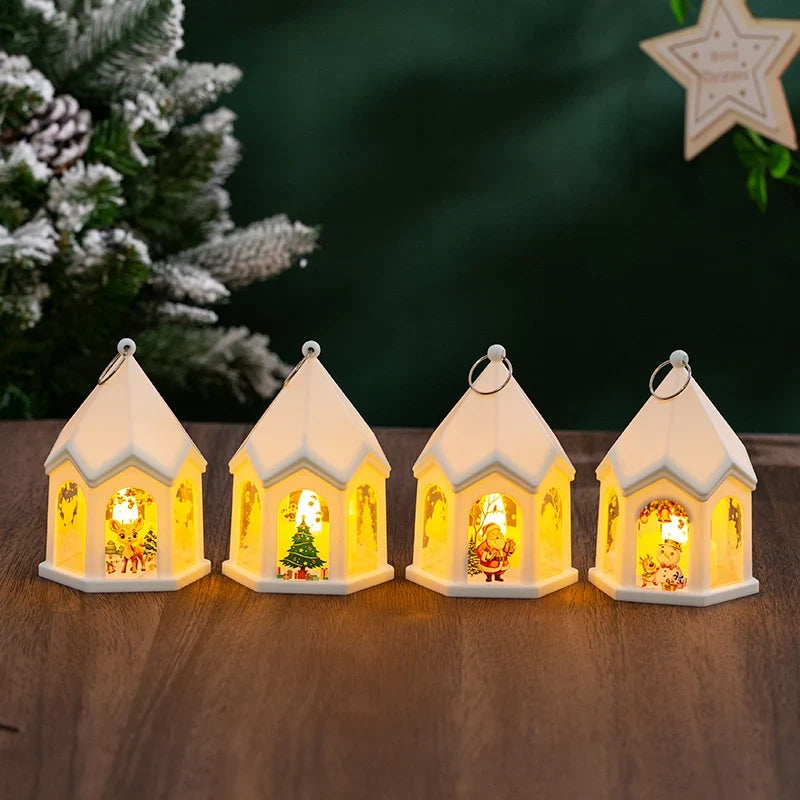 LED Christmas Lantern House-Shaped Flameless & Battery-Powered