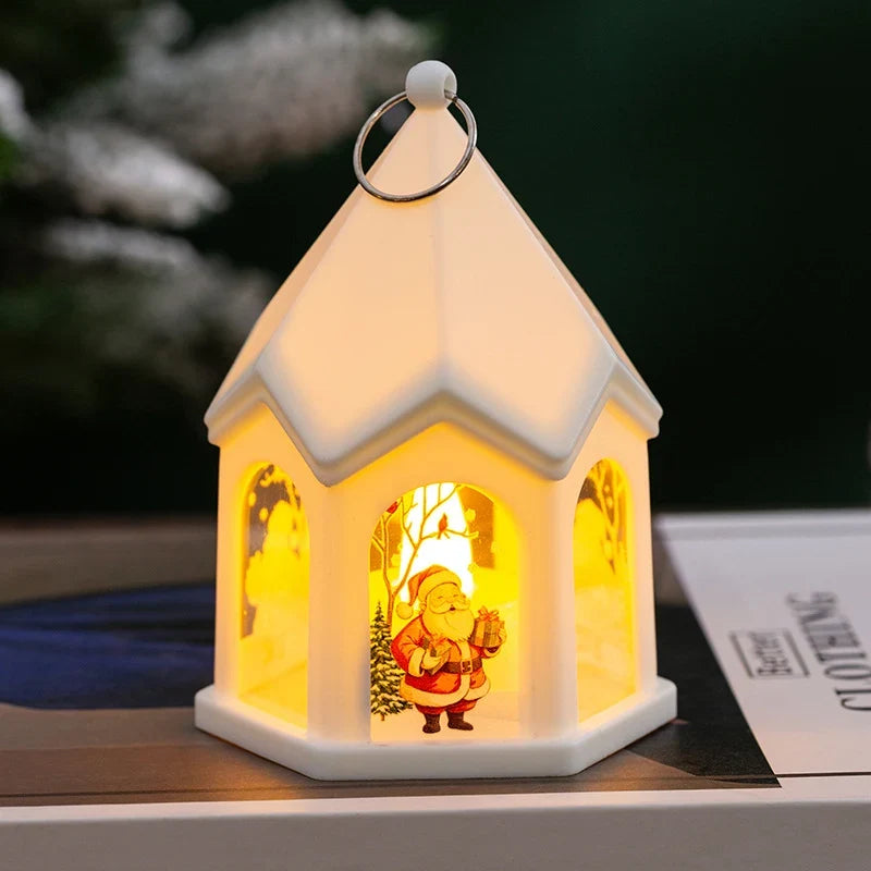 LED Christmas Lantern House-Shaped Flameless & Battery-Powered