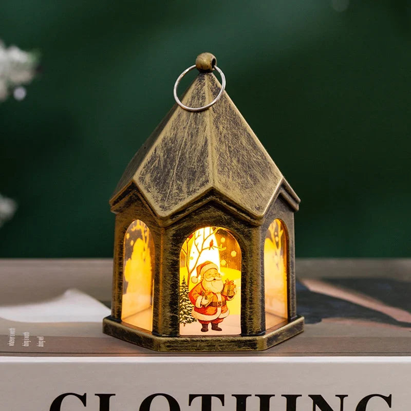 LED Christmas Lantern House-Shaped Flameless & Battery-Powered