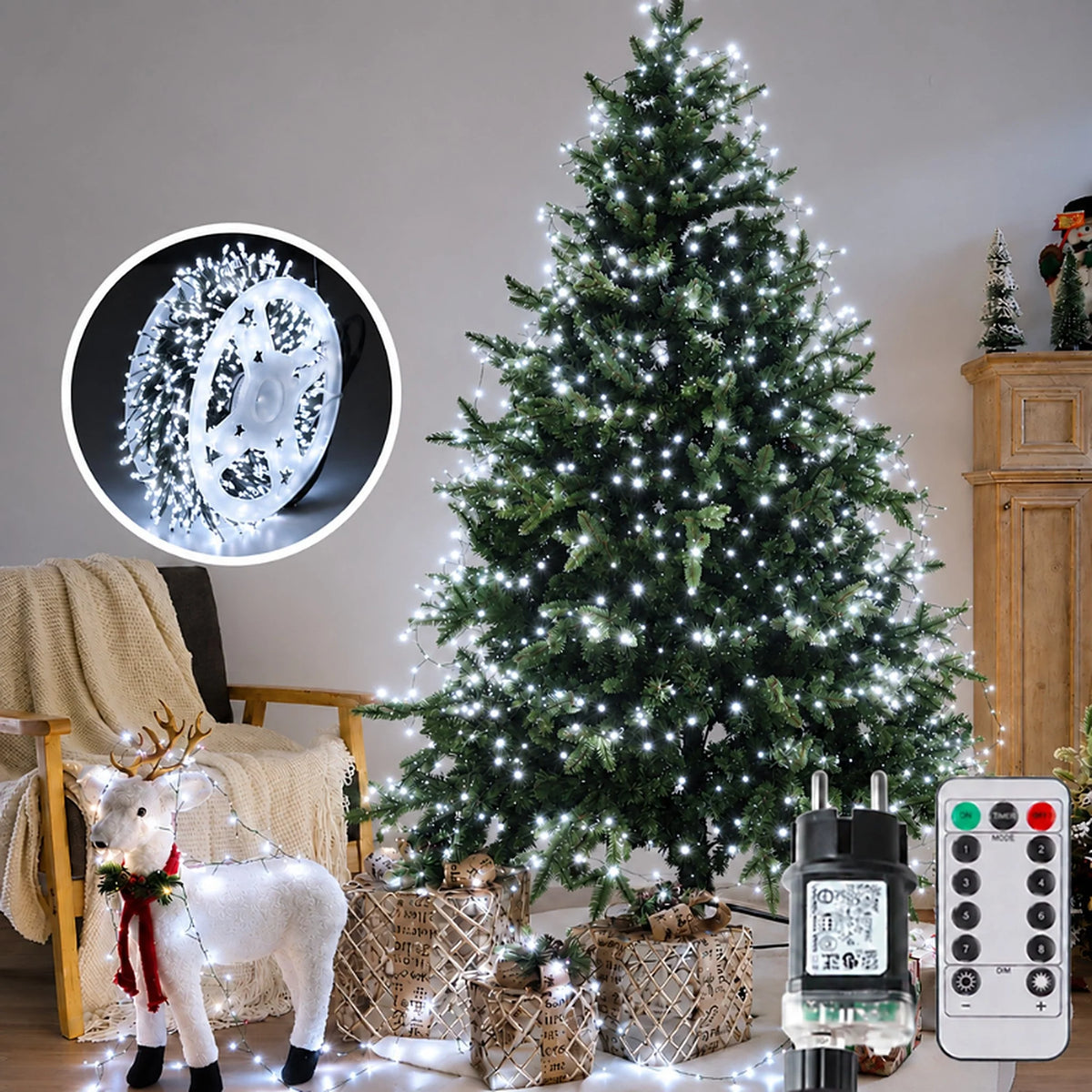 LED Cluster String Lights Dense, Dimmable & Remote Control