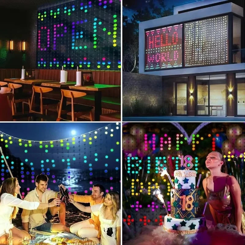 LED Curtain Lights RGB Color Changing App-Controlled Music Sync
