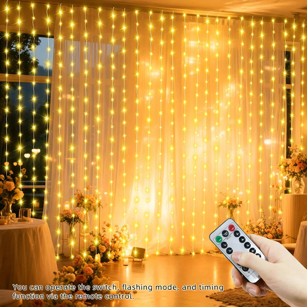LED Curtain Lights USB Type-C 8 Lighting Modes