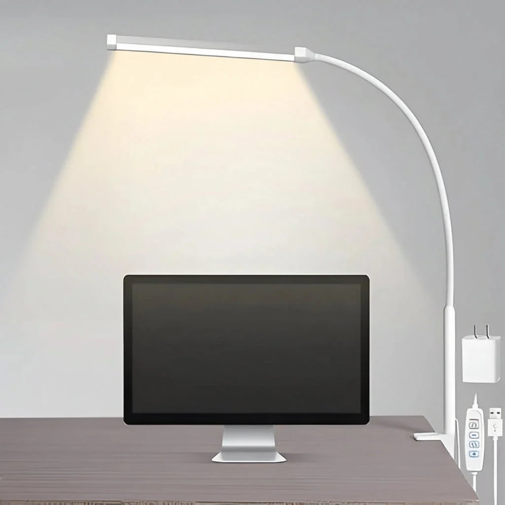LED Desk Lamp Clamp-On Dimmable USB-Powered