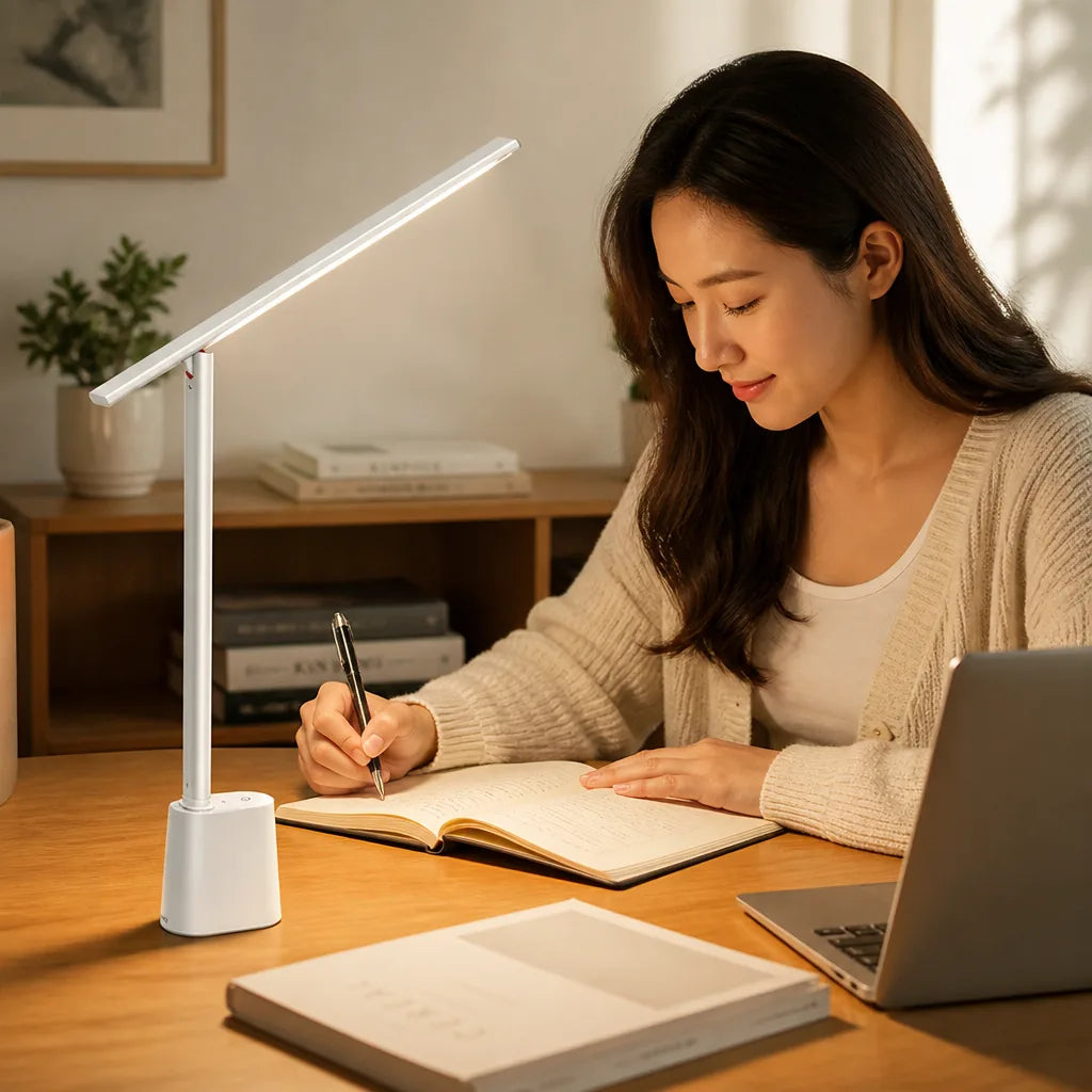 LED Desk Lamp Stepless Dimming Rechargeable 13-Hour Battery Life
