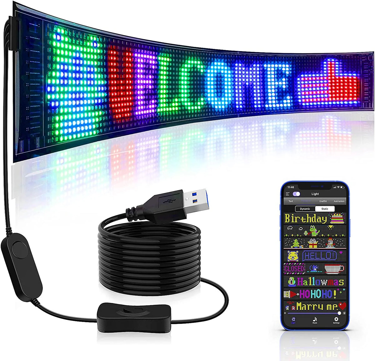 LED Display Panel Flexible RGB Full-Color 16 Million Colors