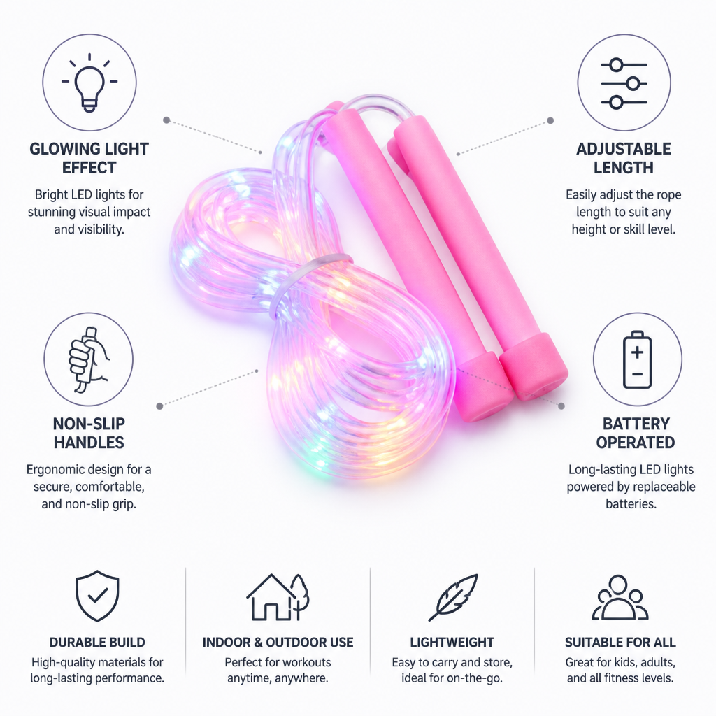 LED Light Adjustable Jump Rope (Non-Slip Handles)