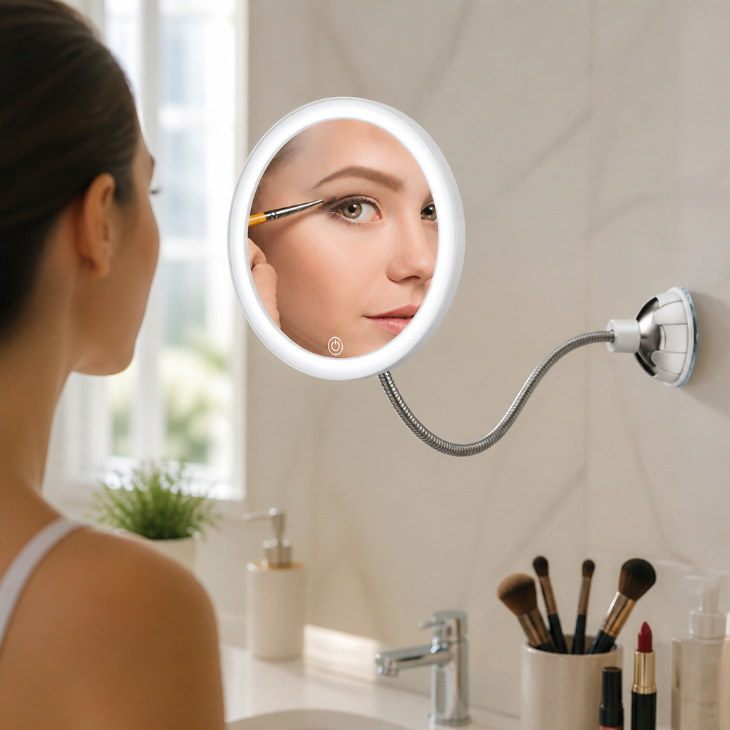 LED Magnifying Makeup Mirror (Flexible Arm & Suction Cup)