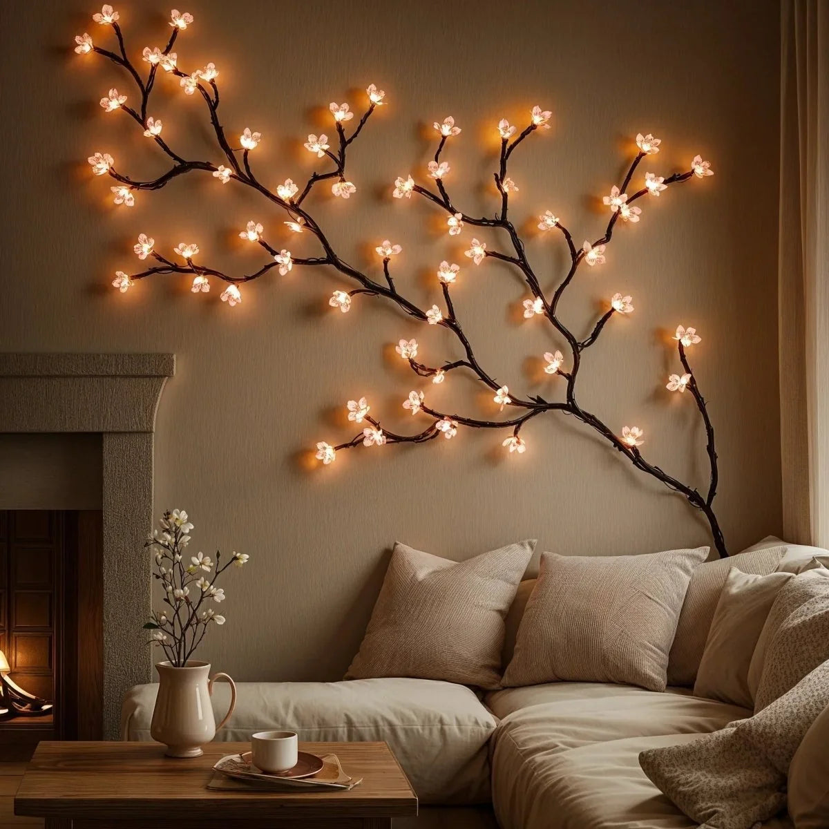 LED String Lights Warm White & Pink USB Powered 72 Lights