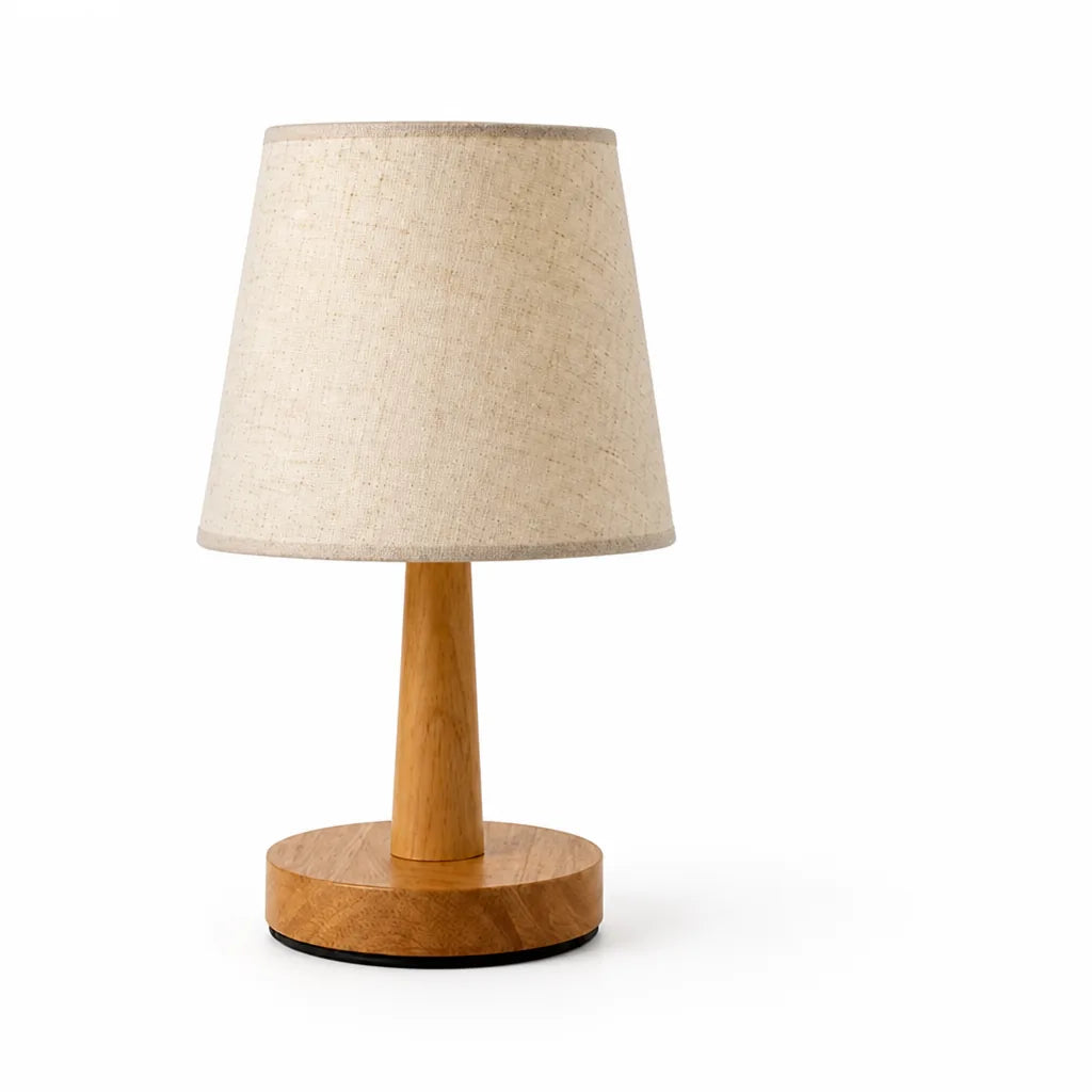 LED Table Lamp Wood & Fabric USB-Powered