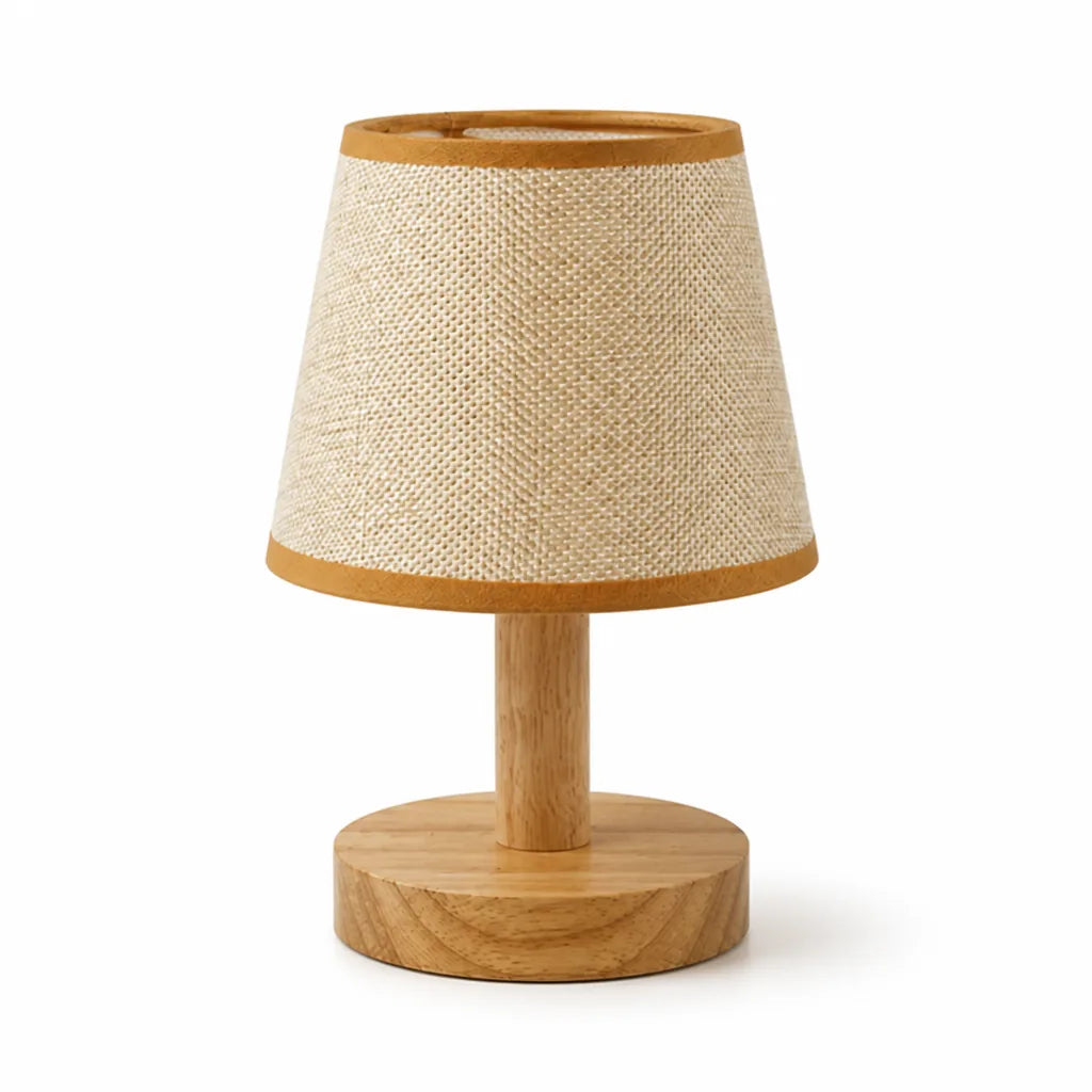 LED Table Lamp Wood & Fabric USB-Powered
