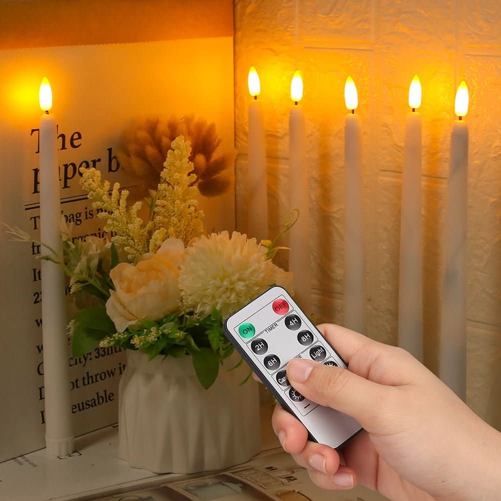 LED Taper Candles Flameless Remote Control Dimmable Timer
