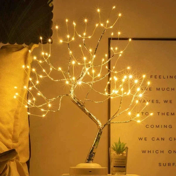 LED Tree Lamp Bendable Branches Warm LED Dual Power