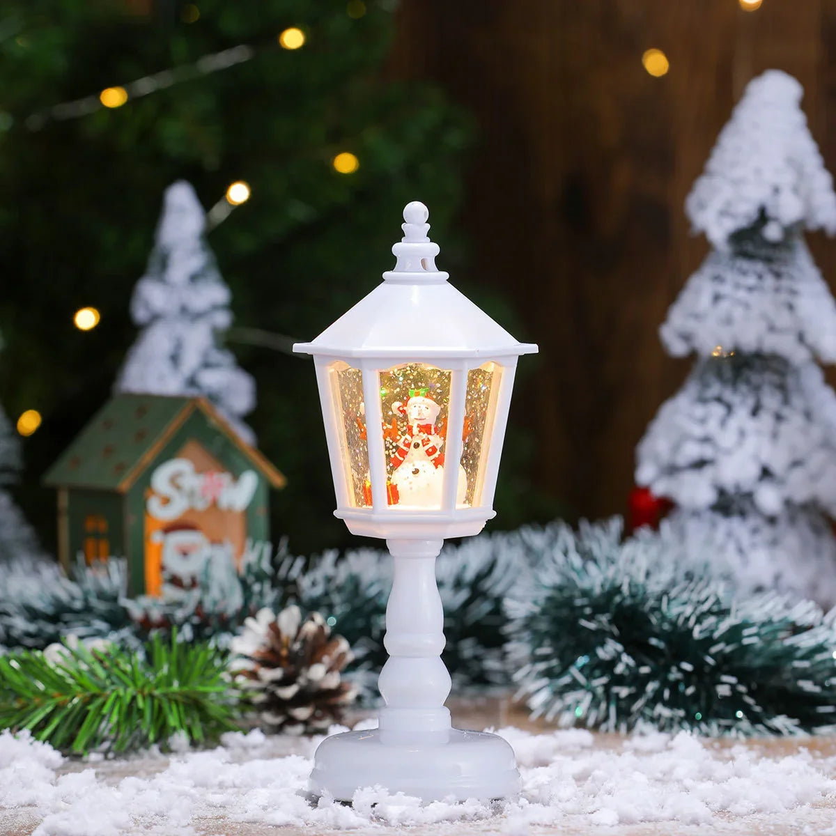 Lantern Santa Figurine Energy-Efficient LED Indoor & Outdoor