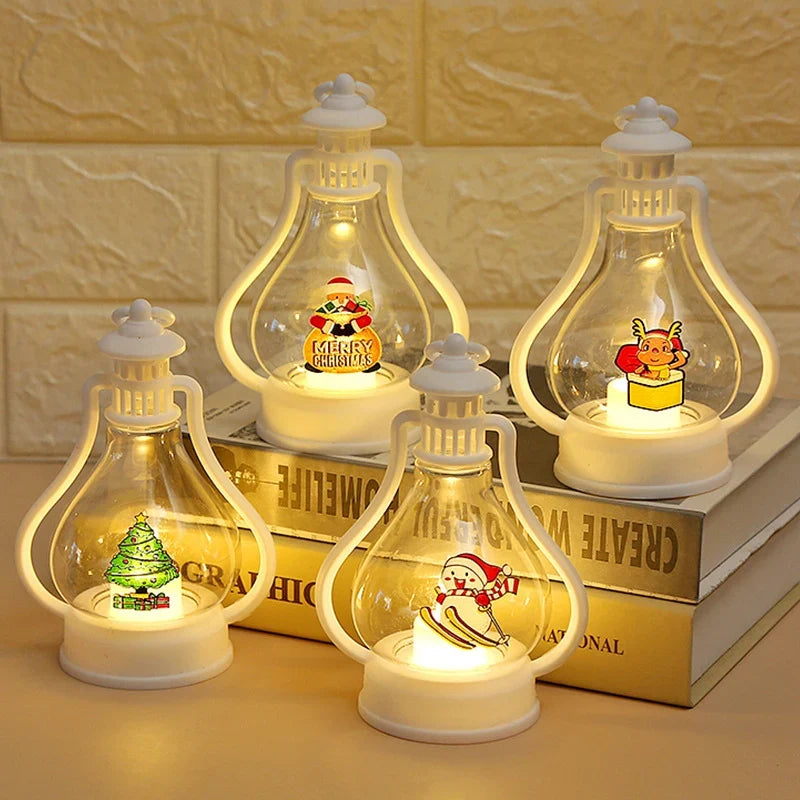 Lantern Snowman Motif Soft LED Glass Accent