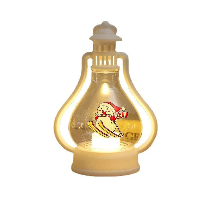 Lantern Snowman Motif Soft LED Glass Accent