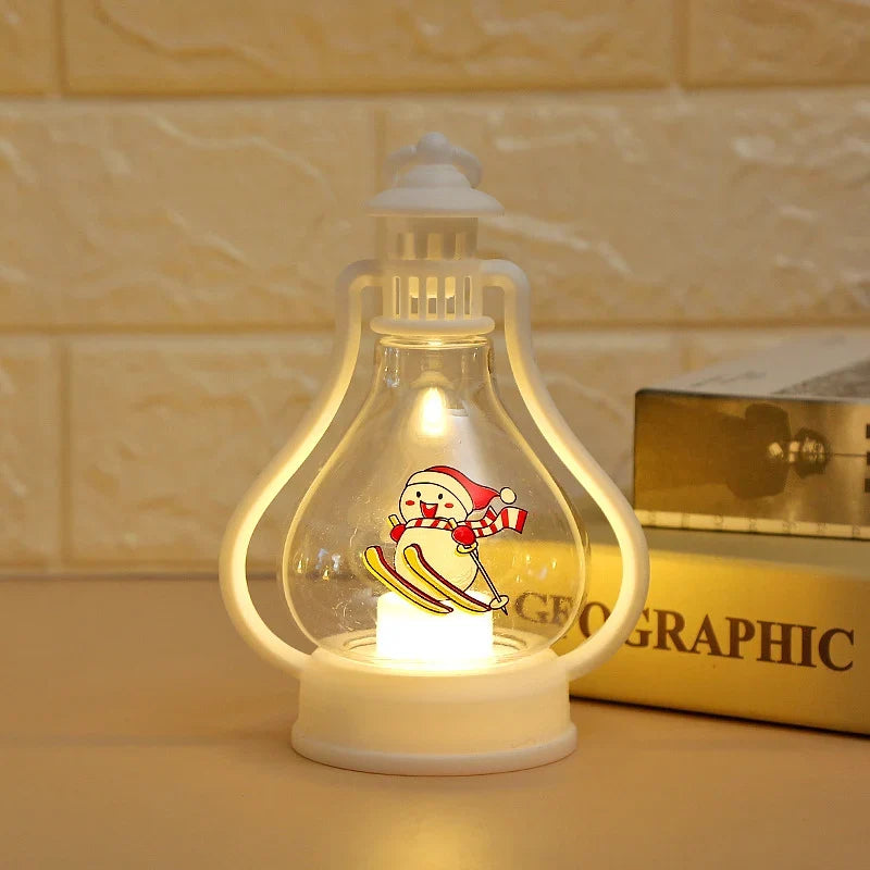 Lantern Snowman Motif Soft LED Glass Accent