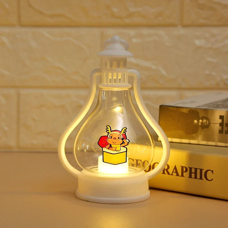 Lantern Snowman Motif Soft LED Glass Accent