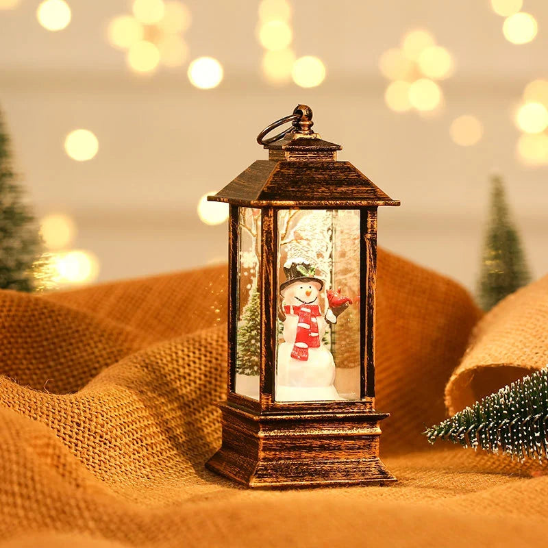 Lantern Snowman & Tree Glitter LED Battery Operated