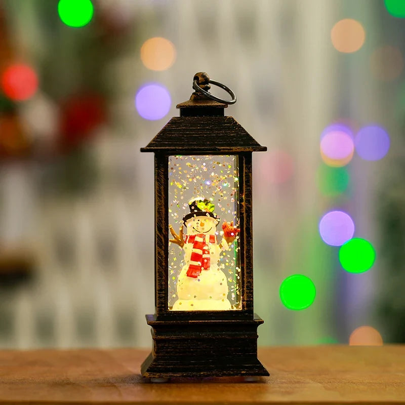 Lantern Snowman & Tree Glitter LED Battery Operated