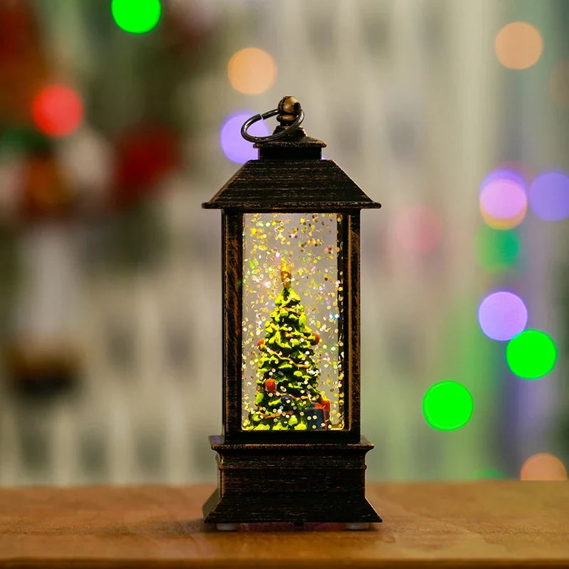 Lantern Snowman & Tree Glitter LED Battery Operated