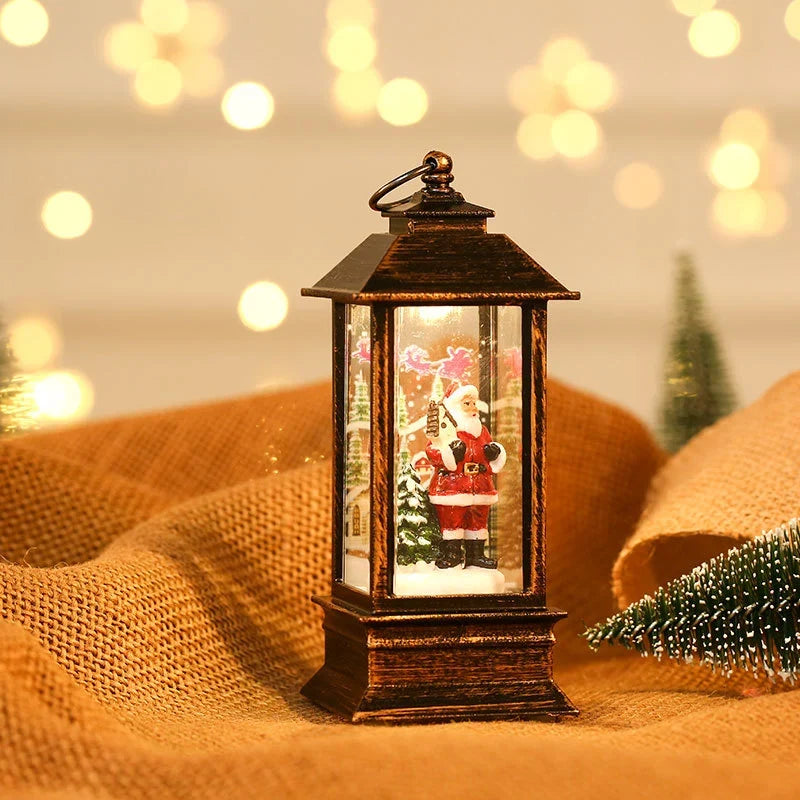 Lantern Snowman & Tree Glitter LED Battery Operated