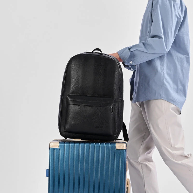 Laptop Backpack Leather Fits 15-Inch Laptops Multiple Pockets