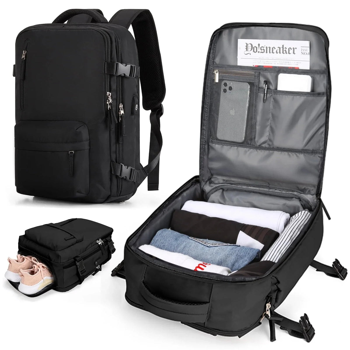 Laptop Backpack Water-Repellent Hidden Anti-Theft Pocket & USB Port