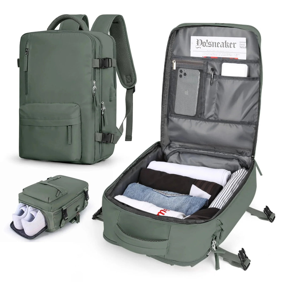 Laptop Backpack Water-Repellent Hidden Anti-Theft Pocket & USB Port