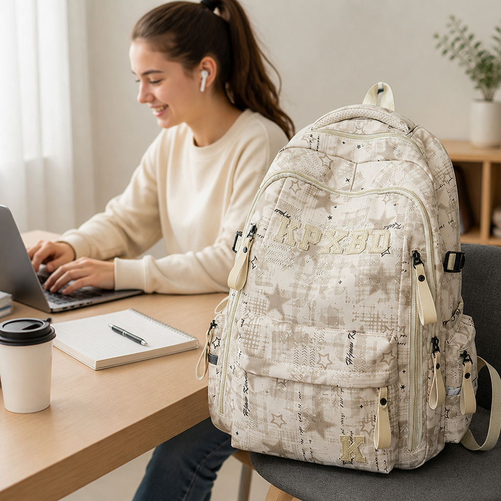 Laptop-Sleeve Multi-Compartment School Backpack
