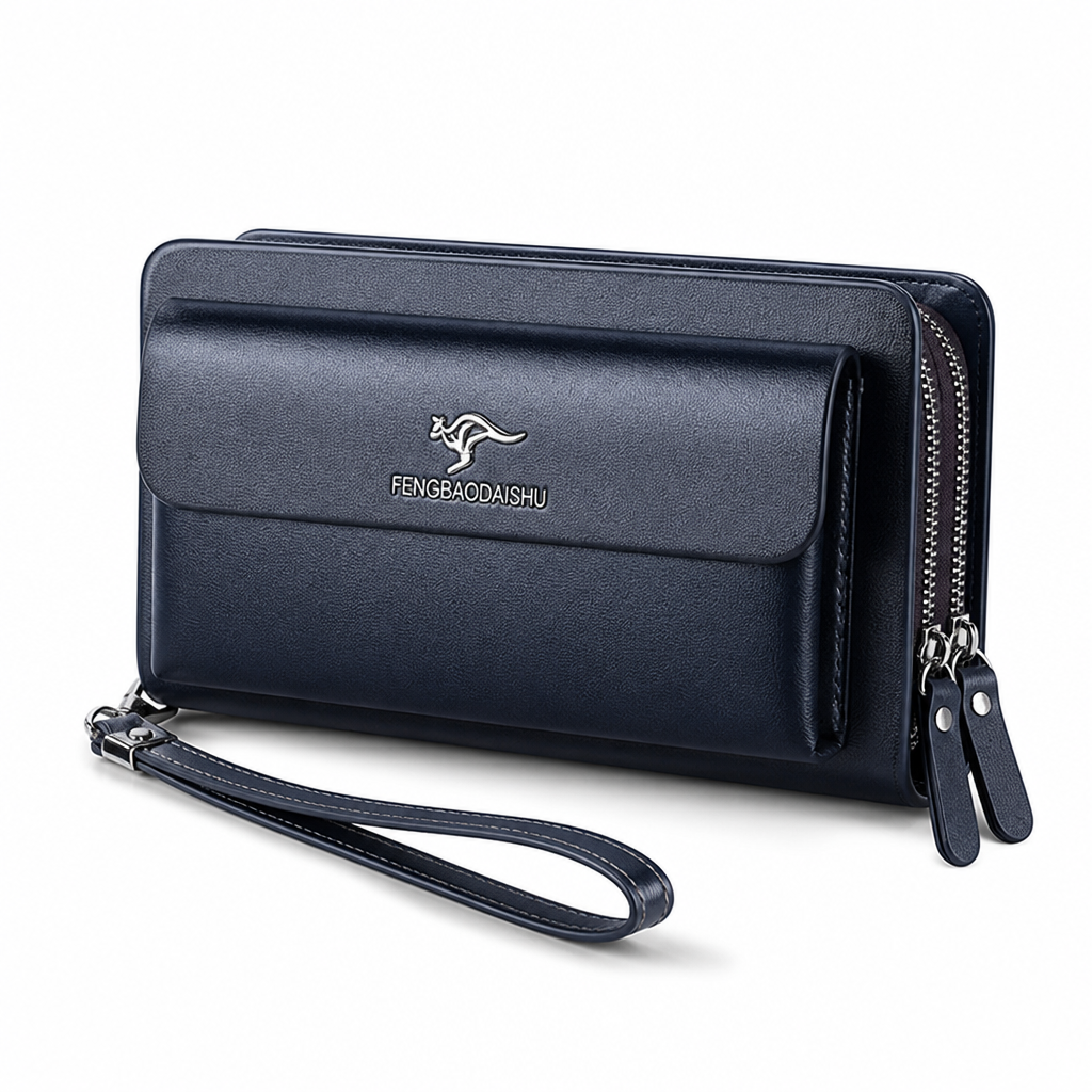 Large-Capacity PU Leather Clutch Wallet (14 Card Slots)