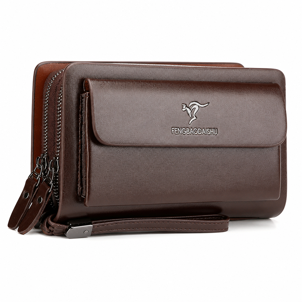 Large-Capacity PU Leather Clutch Wallet (14 Card Slots)