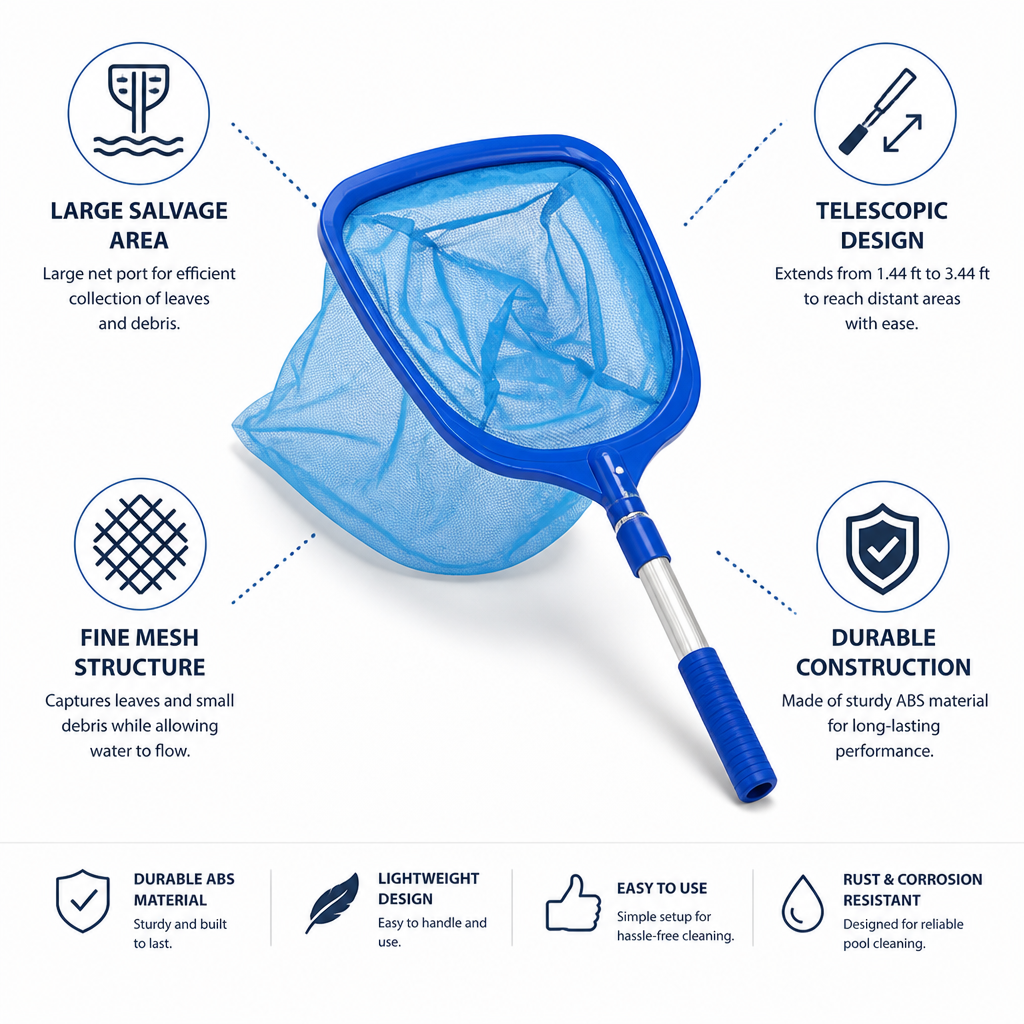 Large Mesh Telescopic Pool Skimmer Net