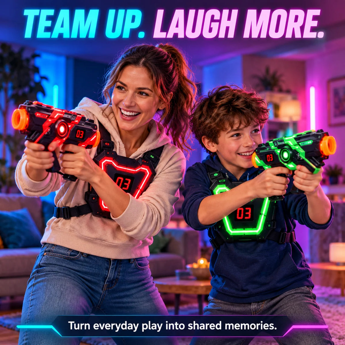 Laser Tag Set Infrared Blasters Illuminated Targets Sound & Vibration Feedback