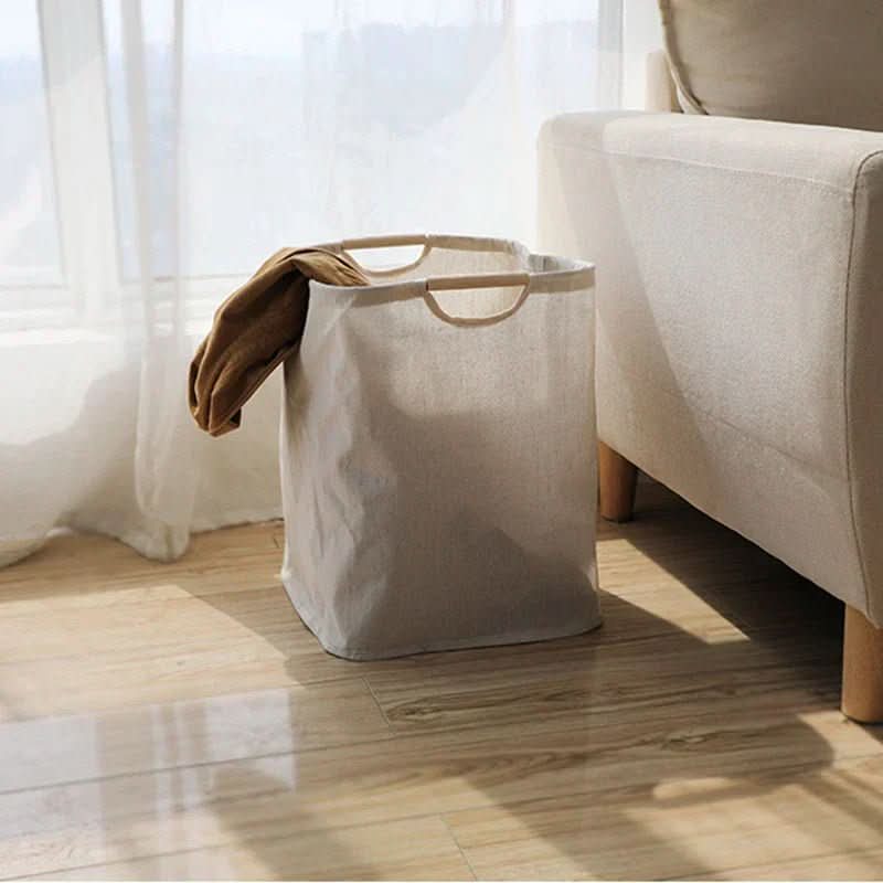 Laundry Basket Cotton & Linen Foldable With Handles