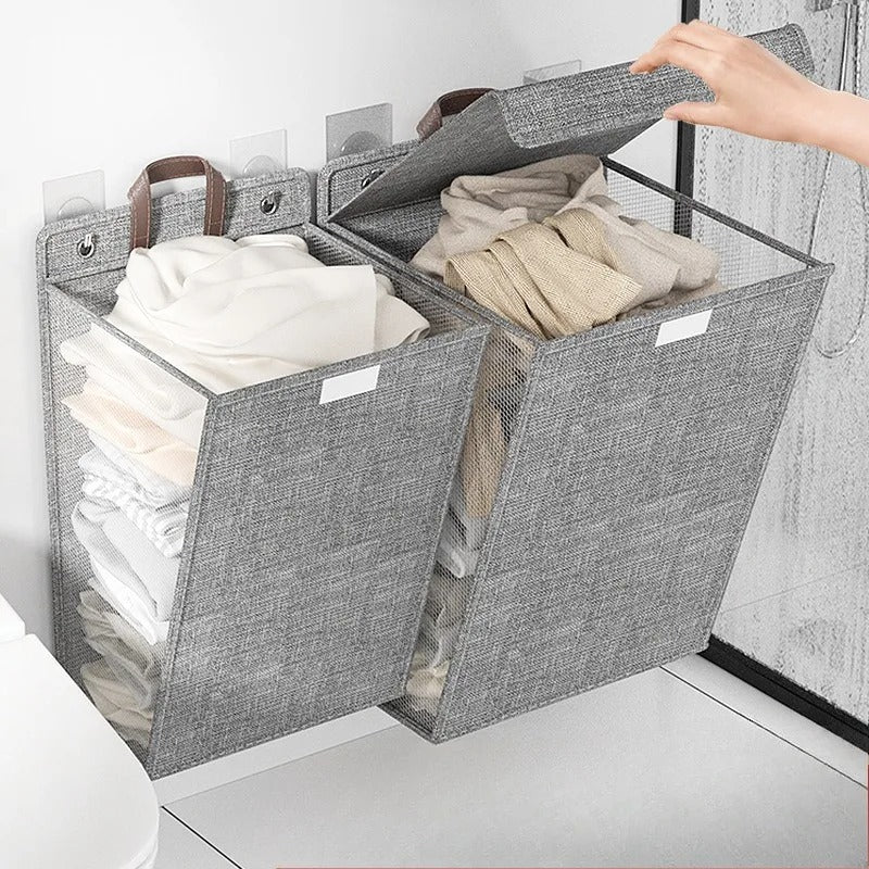 Laundry Basket Fold-Flat Door & Wall Mounting